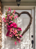 NNETM Heart-Shaped Floral Wreath Door Hanging