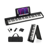NNECW 61-Key Folding Piano Keyboard with Full Size Keys & Music Stand