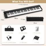 NNECW 61-Key Folding Piano Keyboard with Full Size Keys & Music Stand
