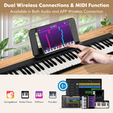 NNECW 61-Key Folding Piano Keyboard with Full Size Keys & Music Stand