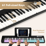 NNECW 61-Key Folding Piano Keyboard with Full Size Keys & Music Stand