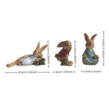 NNETM Rustic Resin Rabbit Sculpture Set for Home & Garden (3pcs)