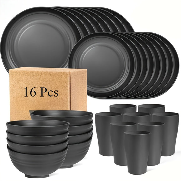 NNETM Unbreakable Tableware Set for Home & Camping (16pcs)