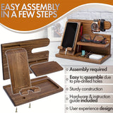 NNETM Wooden Phone & Watch Holder, Key & Wallet Organizer
