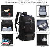 NNETM 50L Large Capacity Waterproof Hiking Backpack with Shoe Compartment - Black