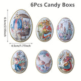 NNETM 6pcs Easter Egg & Bunny Iron Candy Boxes