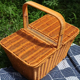 NNETM Handcrafted Rattan Picnic Basket for Outdoor Enthusiasts