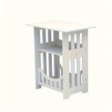 NNETM Plastic Side Table with Shelves - White