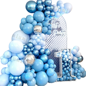 NNEOBA Macaron Blue Double Cream Balloon Garland Arch Kit - 242 Pieces