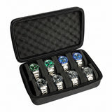 8-Slot Hard Shell Watch Storage Case – Portable Travel Organizer for Watches & Jewelry