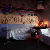 【2D Flat】 Halloween Bloody Banner Yard Sign - Burlap Horror No One Leaves Banner - Scary Halloween Banner Backdrop Decoration for Haunted House Yard Outdoor Fence Garden Parties Decor