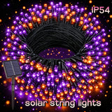 Halloween LED Solar Fairy Light, Purple Orange/Purple/Orange, IP54. Outdoor Solar Courtyard Decoration, Garden, Party, Camping, Festival Celebration, Courtyard Decoration, Christmas Tree Embellishment, Creating a Terrifying Halloween Atmosphere