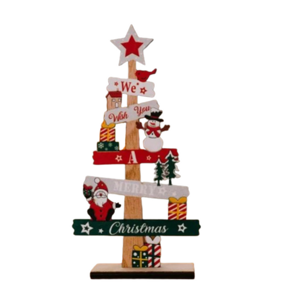 NNEOBA Desktop Christmas Tree Santa Claus DIY Decoration Wooden Christmas