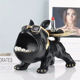 NNETM Chic Resin French Bulldog Storage Tray - Nordic Fashion Animal Sculpture Black