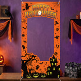 1pc, Orange for halloween Photo Frame Backdrop, Pumpkin Witch Design Photo Booth Frame, Hollow Out Frame Photo Photobooth Props Decor, Backdrop Banner Perfect for Halloween Decor, Happy for halloween Atmosphere Supplies