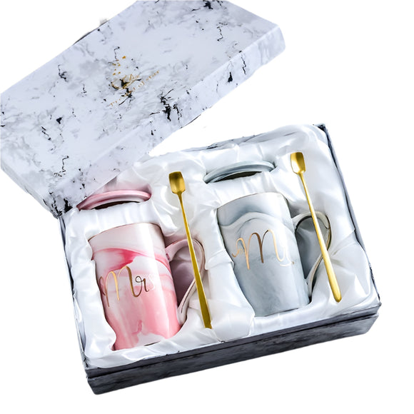 NNETM Chic Marble Ceramic Coffee Mug Set