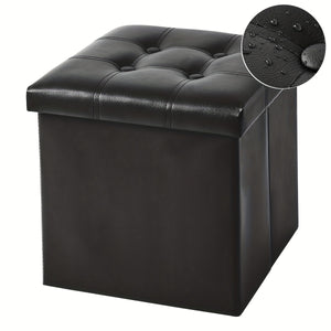 NNETM Storage Faux Leather Folding Stool