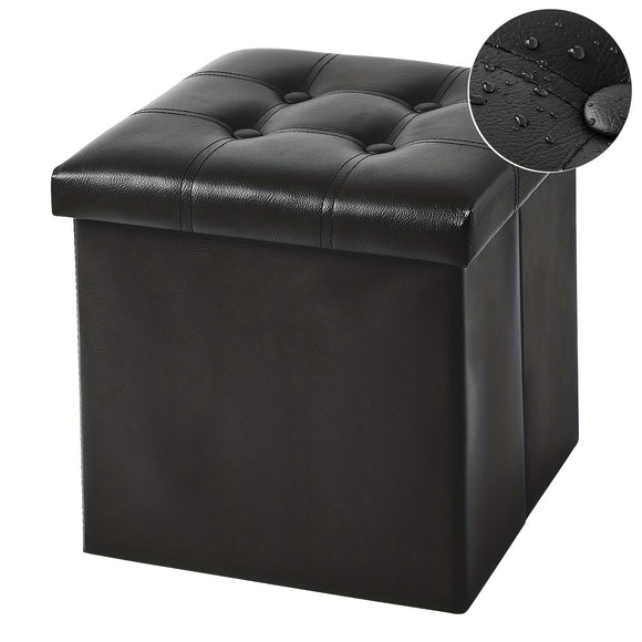 NNETM Storage Faux Leather Folding Stool