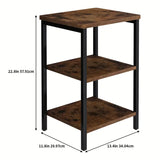 NNETM Retro Wooden 3-Layer Bedside Storage Rack Table