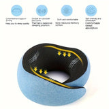 NNETM All-Season Travel Pillow - Pure Memory Foam Neck Pillow - Grey+Blue