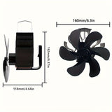 NNETM 6-Blade Quiet Fireplace Fan Heat Circulator