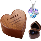 NNETM Heart-Shaped Bamboo Gift Box with Pendant Necklace