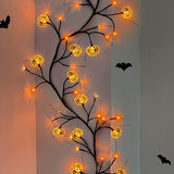 1pc 6 Ft 54 Lights 18 Pumpkin Acrylic Orange Light Pumpkin Vine Light Home Decoration Additions Vine String Lights Halloween Decorative Lights Decorative Atmosphere Simulation Branch Lights