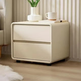 NNETM Bedside Table w/ Fabric Drawers - White