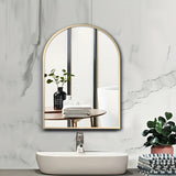 NNETM Arched Wall Mirror with Gold Aluminum Frame – Bathroom & Home Decor