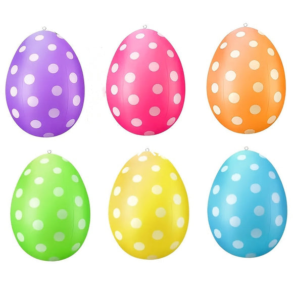 NNETM Set of 6 Multicolored Polka Dot Inflatable Easter Eggs