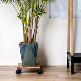 NNETM Lockable Patio Outdoor Roller Flower Pot 30.48 cm - Set of 2