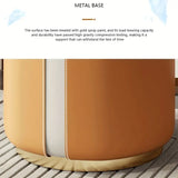 NNETM Solid Wood Frame Microfiber Leather Circular Dressing Stool in Orange Color