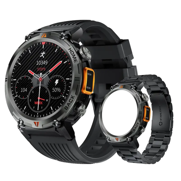 NNETM Smart Watch with Flashlight:Wireless Activity Tracker - Black/Orange