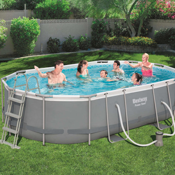 NNEVL Power Steel Swimming Pool Set Oval 488x305x107 cm