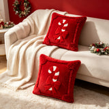 Christmas Cushion Cover Set of 2 Plush Candy Ribbon Design