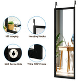NNECW Wall Mounted Dressing Mirror with Hanging Hooks for Bedroom Black