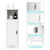 NNECW Adjustable Floor Storage Cabinet with Single Door for Bathroom-White