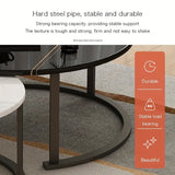NNEOBA Elegance in Contrast: Set of 2 Round Nesting Marble Coffee Tables in Style9: Black and White