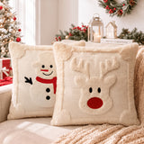 2-Pack 3D Jacquard Christmas Reindeer & Snowman Pillow Covers
