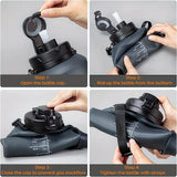 2L Collapsible Silicone Water Bottle with Straw & Time Marker