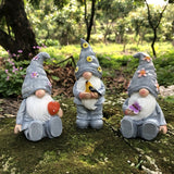 NNETM 3-Piece Easter Resin Gnome Garden Statue Set Rustic Style