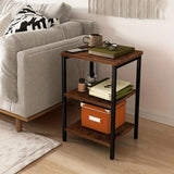 NNETM Retro Wooden 3-Layer Bedside Storage Rack Table