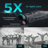NNETM ABS R11 Night Vision Monocular - All Black Vision, 5x Digital Zoom, 984ft Range, 1080P Video, USB Charging