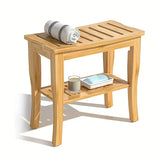 NNETM Bamboo Shower Bench with Shelf