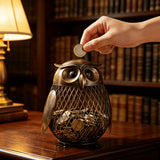 Metal Owl Decorative Figurine and Coin Bank