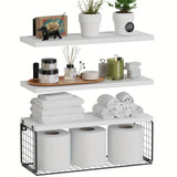 NNETM Elevate your bathroom decor with these sleek wood floating shelves