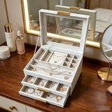 3-Tier Jewelry Storage Box with 2 Drawers – Large Capacity Jewelry Organizer