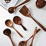 NNETM 7-Piece Natural Teak Wooden Spoons for Cooking Set