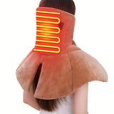 NNETM USB Heated Neck Massage Pad with 3-Level Temperature Control(Brown)