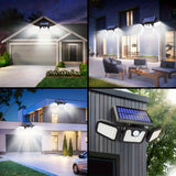 1pc 74-LED Solar Motion Sensor Wall Light 3-Level